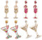 UNICRAFTALE 4 Rhinestone Champagne Wine Glass Earrings - Colorful Shining Stud Earrings for Cocktail, Martini, Alcohol, Wedding, Holiday and New Year Gifts