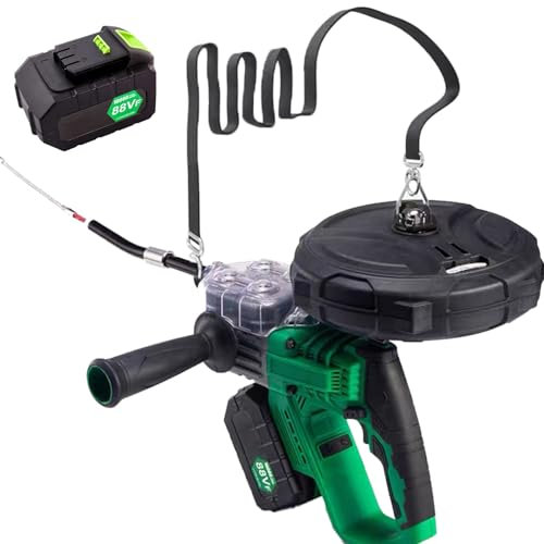 Wall Electrical Wire Threader, Electric Wire Threading Machine, with Wire Wheel Guard, 4 Wheel Drive, 40m/min, for Pipe Decoration Communication Cable,1*Battery