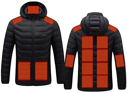 2024 Veste Chauffante USB Hommes Femmes Doudoune Manteau Chauffant Électrique Lavable avec 3 Niveaux de Chauffage et 15 Zones Chauffage pour Ski Plein Air Randonnée Hiver Moto Chasse Camping