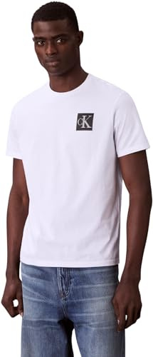 Calvin Klein Herren T-Shirt Kurzarm Gradient Monogram Logo aus Baumwolle, Weiß (Brilliant White), L