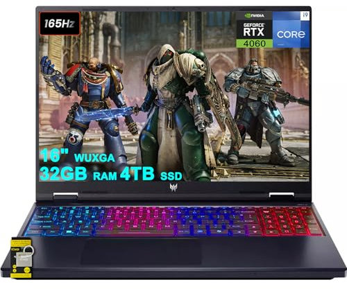 acer Predator Helios Neo 16 Gaming Laptop 16 WUXGA IPS 165Hz (100% sRGB) Intel 24-Core i9-14900HX 32GB RAM 4TB SSD GeForce RTX 4060 8GB RGB Backlit Killer AX1675i Win11 w/ICP Accessory