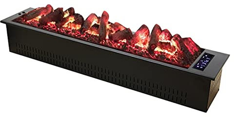 WYRMB Elektrischer Kamin, Wandeinbau-Elektrokamin, Holzscheite, Kamineinsatz mit Fernbedienung, Holzscheit und Flamme, realistisches Holzkohlebett aus Kunstharz, automatischer .A-47.2 inch