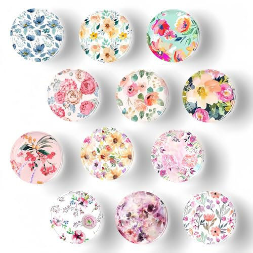 12 Stück Kühlschrankmagnete Magnete Whiteboard Schöne Glas Bunter Niedlicher Blumen Bunte Magnete Geeignet zum Dekorieren von Kühlschränken,Whiteboards,Küchen,Büros(C)