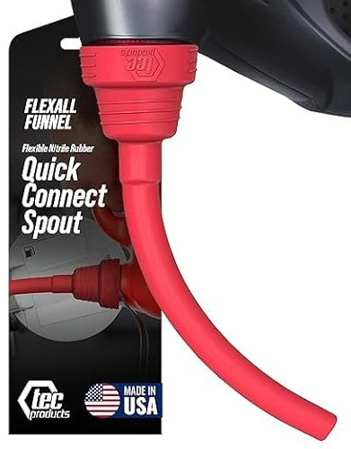TEC Products FlexAll Threaded Funnel, Single-Piece Nitrile Rubber, Suitable for Autos, Tractors, Boats, Chainsaws, Trimmers, Directly Screws on to Bottles - Fits Gallon, Quart & Pint Containers