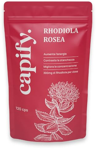 Capify. Rhodiola Rosea - Contro Stanchezza Fisica e Mentale - Estratto di Rodiola Rosea ad Alto Dosaggio - 120 capsule - Made in Italy