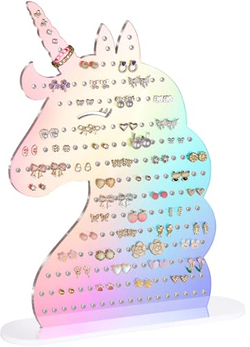 NiHome Unicorn Earring Holder Organizer, 214 Holes Acrylic Jewelry Stand