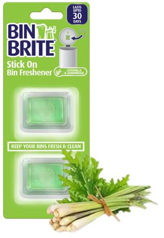 Stick-On Garbage Can Air Freshener (2 Pack) – Trash Can Deodorizer and Odor Eliminator, Garbage Can Air Freshener and Odor Control Up to 30 Days - Citron & Lemon grass Scent