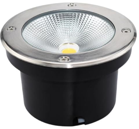 OrbitCob® Spot encastré circulaire pour sol extérieur - Éclairage de jardin IP67 avec technologie COB, pour terrasse, allée, porche(Blanc Chaud 3000K,20W(220V))