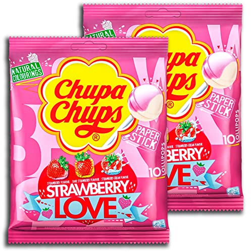 2 er Pack Chupa Chups Strawberry Love 2 x 10er (2 x 120g Beutel)
