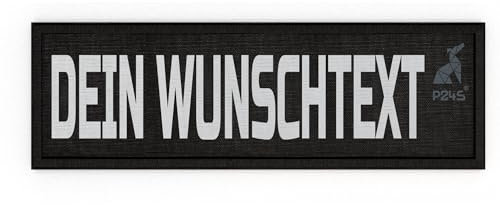 P24S personalisiertes Klett-Patch mit Wunschtext und Wunschfarbe – für Kleidung, Rucksäcke, Hundegeschirr, Outdoor-aktivitäten – bestickter Rand (Schwarz, 110x30 mm)