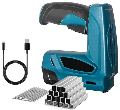 Cordless Staple Gun Brad Nailer,2 in 1 Electric Nail Gun with Micro USB Cable,3.7V Power Upholstery Staplers,1000 Pcs Each Staples/Nails for Wood,Carpet,Carpentry and Light DIY Project