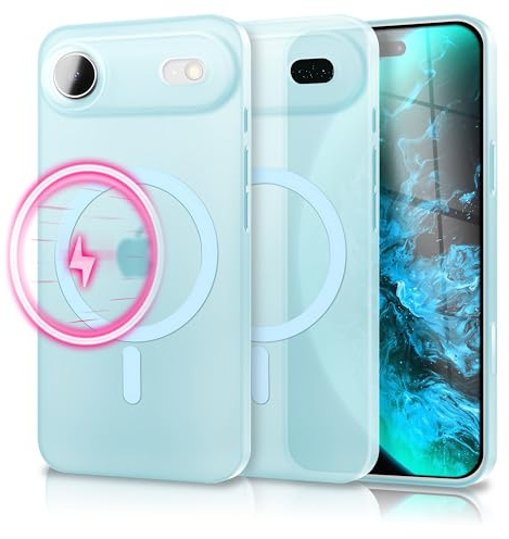 NALIA Ultra-Slim Hardcase für iPhone 17 Air - Hülle, Blau | Ton-in-Ton Magnetring, Einzeln umschlossene Kameralinsen, Kratzschutz im Alltag, Federleicht, Anti-Fingerabdruck