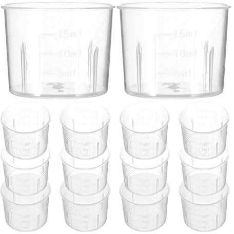 VANZACK Plastic Measuring Cups with Scale 15ml Small Graduated Beakers Lab Plastic Beakers for Laboratory Chemistry Liquid Measurement 100pcs Set