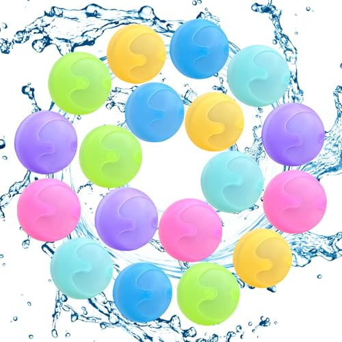 18 Stück Wasserbomben Wiederverwendbar, Wasserbomben Set Splash Bälle, Einfaches und schnelles Befüllen, Geeignet für Kinder, Erwachsene, Strand, Poolparty