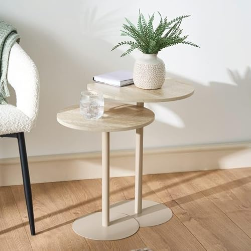 rightclick Modern Set of 2 Round Nesting Side Tables | Decorative Living Room Side Tables | Bedside Plant Stand Table | Round Sofa End Coffee Table For Living Room, Bedroom, Balcony, Home Décor.
