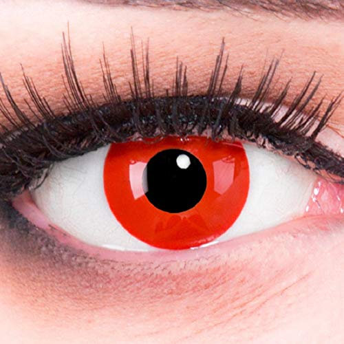 Farbige rote Crazy Fun Kontaktlinsen crazy contact lenses Red Devil Teufel 1 Paar perfekt zu Fasching, Karneval und Halloween. Mit gratis Linsenbehälter + 60ml Pflegemittel