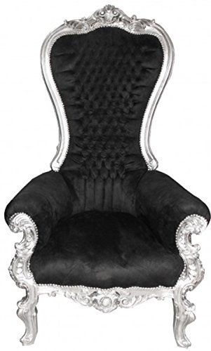 Casa Padrino Barock Thron Sessel Majestic Mod1 Schwarz/Silber - Riesensessel -Thron Stuhl Tron