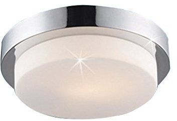 Lampenlux Aussenleuchte Dario IP44 230V E27 Ø29cm Deckenlampe Badlampe Rund Glas Nickel Terasse Deckenleuchte