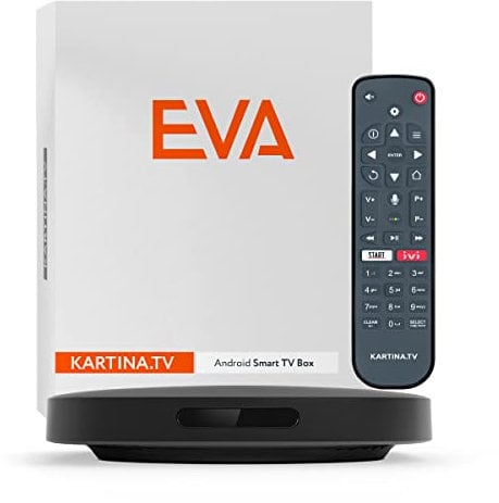 Kartina Eva IPTV Receiver von DuneHD mit Bluetooth-Fernbedienung. 4K, WiFi, USB, Micro SD, Android TV.