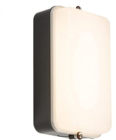 230V IP54 5W LED Security Amenity Bulkhead Black Base with Opal Diffuser Cool White 4000K