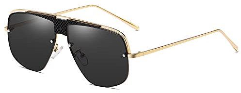 SHEEN KELLY Luxus V400 Retro-Sonnenbrille für Herren Square Ladies Mirrored Pilot Gradual Glasses Black