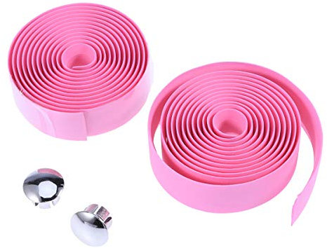 LIOOBO 2 STÜCKE Lenkerband Wrap für Fahrrad Rennrad Selbstklebende Streifen Leichteste Bar Ribbon Cork mit Endstecker, Rosa