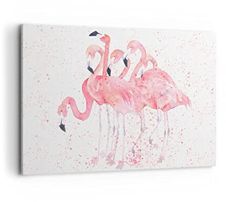 ARTTOR Bilder auf Leinwand 100x70cm Leinwandbild Flamingo Vogel Wasser Groß Wanddeko Bild Schlafzimmer Küche Deko Wandbilder Dekoration Wohnzimmer Wall Decor Canvas Wand Kunstdruck Art AA100x70-3899
