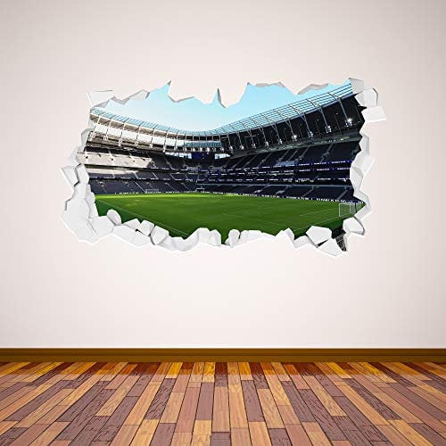 Tottenham Hotspur Beautiful Game Stadium Broken Wall Mural (Inside) Wall Art Sticker + Spurs Crest Decals (60cm x 30cm)