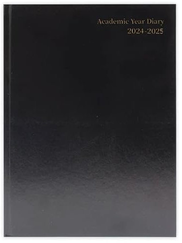 Top Sale 2025-26 A4 Page Per Day Academic/Mid-year Diary with Hardcover and Matching Ribbon - Black