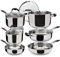AVACRAFT 18/10 Stainless Steel Cookware Set, Premium Pots and Pans Set, Kitchen Essentials for cooking, Multi-Ply Body Stainless Steel Pan Set, 10-Piece Sets