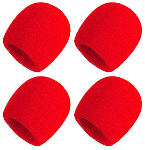 Performance Plus Mikrofon-Windschutz mit Schaumstoffkugel (WS-4 R), Rot, 4 Stück