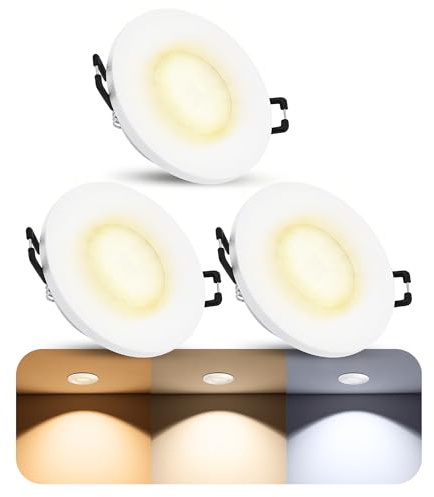 SSC-LUXon BEDA 3er Set Einbaustrahler IP65 mit LED GU10 38° Abstrahlwinkel 6W warmweiß - Einbauspot aussen Bad 230V rund weiß