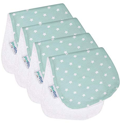 pic Bear Spucktuch Honey | großes Spucktuch 41 x 20 cm | besonders saugstarkes Frottee | Baumwolltuch weich & antiallergisch (4, Sterne Celadon-weiß)