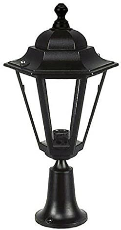Licht-Erlebnisse Sockelleuchte außen Schwarz 49 cm IP43 E27 Rustikal MINERVA Außenlampe Antik Garten Terrasse Weg