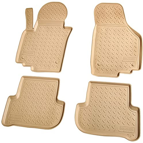 Recambo 3D Gummi Fußmatten kompatibel für Skoda Octavia II | 1Z | BJ 2004-2013 | Auto Gummimatten | Passgenau | mit Rand | beige