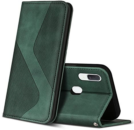 ZONNAVI Coque pour Samsung Galaxy A20E, Premium Étui Housse en Cuir de Protection avec [Emplacements Cartes] [Magnetique], Clapet Folio Portefeuille pour Samsung Galaxy A20E (Vert)