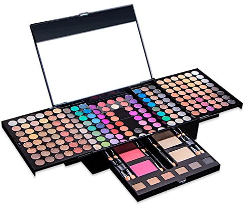 JasCherry Schminkkoffer Multifunktions Schmink Kosmetik Make-up Set mit Lidschatten, Blush Rouge, Pressed Powder Pulver, Augenbrauenpuder, Eyeliner - Schminkset Etui Box für Gesicht, Augenbraue #D