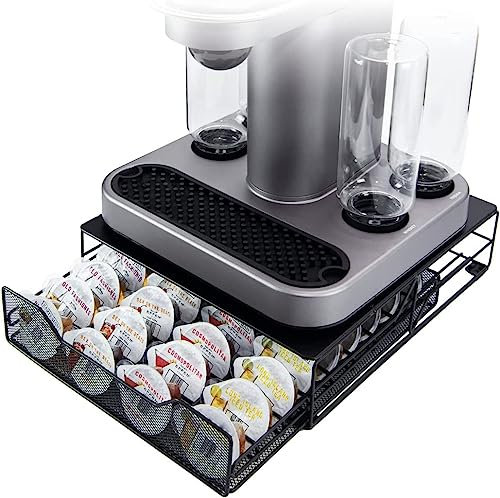 WIWIWISAM Porte-dosettes en métal pour Bartesian, capacité de 36 dosettes, tiroir de rangement au design moderne, noir