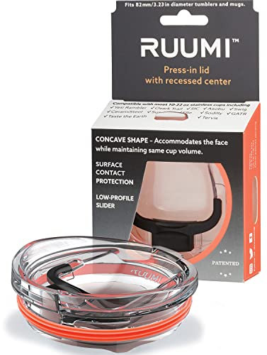 Ruumi Ergonomic Lid with Recessed Center - Compatible with 10–24 oz Tumblers and Mugs Including Yeti Rambler, Swig and Ozark Trail (Coral)