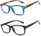 Madison Avenue 2er-pack Lesebrille, Blaulichtfilter Brille fur Damen und Herren, Rechteck Leser mit Federscharniere,Schwarz/Blau +3.00 dioptrien