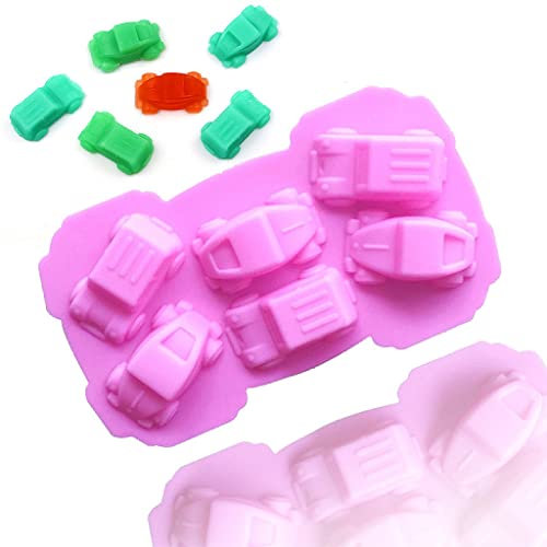 TTOA - 6 Cavity Car Silicone Chocolate Mould | Non Stick Candy Mould | Ice Cube | Wax Melt Clay Mould | Cake Decoration
