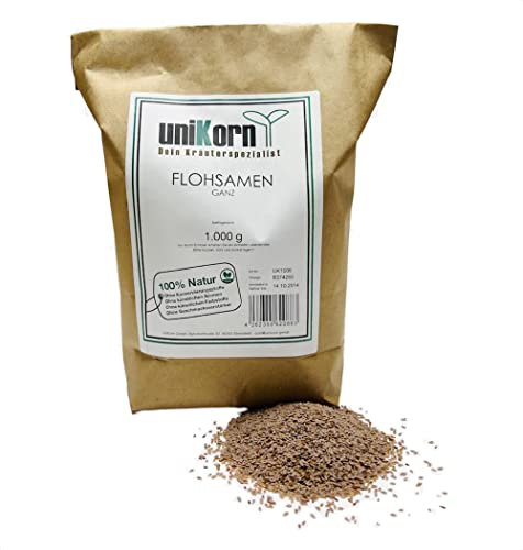uniKorn - Flohsamen ganz 1.000g - 100% Natur - ohne Konservierungsstoffe - vegan - beste Qualität