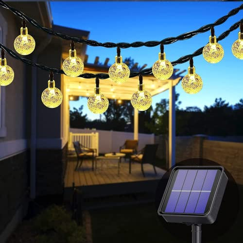 Lezonic Solar Lichterkette aussen, 30LED 23 ft 8 Modi Solar Kristallkugeln wasserdicht Außen/Innen Lichter Beleuchtung für Garten, Balkon, Hochzeiten, Partys, Weihnachten (warmweiß)