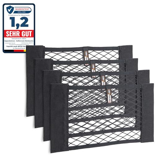 Upgrade4cars Filet Coffre de Voiture | 4 Filets élastique de Rangement Universel 40 x 25 cm | Accessoires Intérieur Gadget