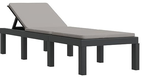 vidaXL Sonnenliege, Gartenliege Verstellbare Rückenlehne, Liegestuhl Liege mit Auflage, Relaxliege Strandliege Gartenmöbel, Anthrazit PP