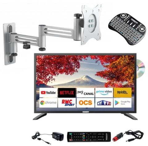Antarion TV LED 18.5 47cm Smart Connect DVD Intégré + Support TV Double Bras + Smart Pad