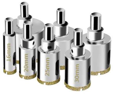 Meccion Diamant Lochsäge Set 16mm/20mm/25mm/30mm/35mm/40mm/50mm mit Zentrierbohrer Professionellen Diamant Kernlochbohrer für Glas, Fliesen, Porzellan, Keramik, Quarzit, Marmor