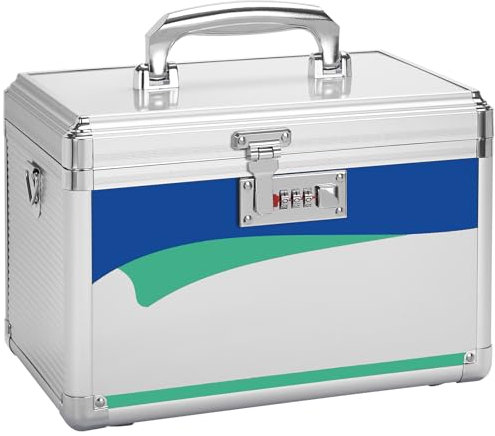 GODLONSEN Abschließbare Medizinbox, 38.3 x 22.2 x 24 cm, Sichere Zahlenschloss Box, Erste Hilfe Sicher Medikamenten Aufbewahrungsbox für Haus Schule Krankenhaus (Silber, X-Groß)