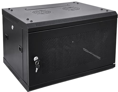 NETECABLE 6U Serverschrank mit Wandmontage, Netzwerk-Rack, belüftetes Gehäuse, verschließbare Tür