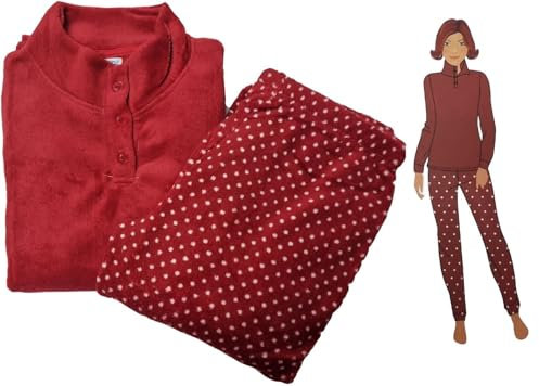 DEMONA Pigiama da Donna 100% Caldo Cotone Interlock E Pile Maglia E Pantalone Invernale Offerta SPEDIZIONE Gratuita (IT, Testo, XL, Regular, Regular, Amanda-2)
